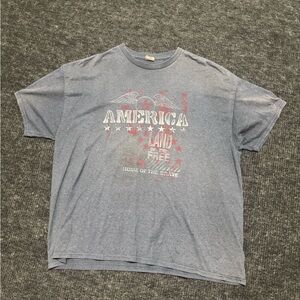 Gildan Heavy America Land Of The Free 1776 Home Of The Brave Cotton Navy TShirt